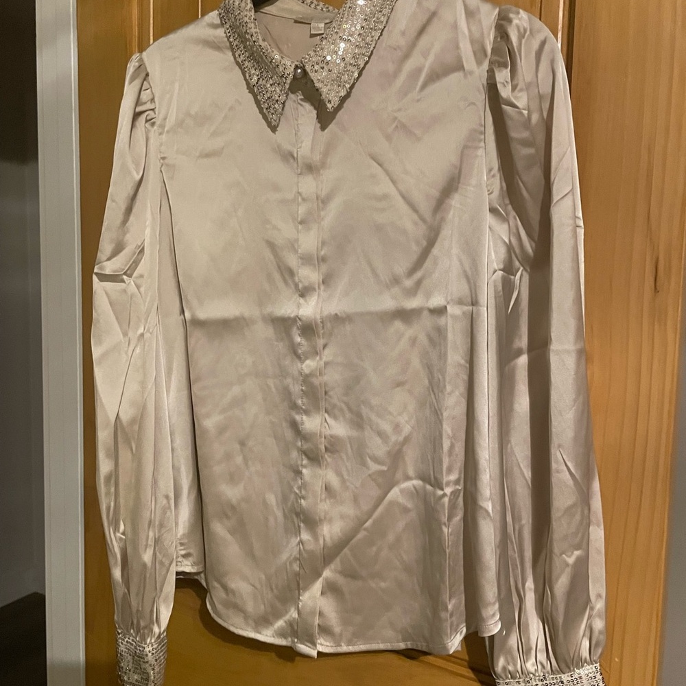 Flying Tomato Cream Blouse with Silver Accents